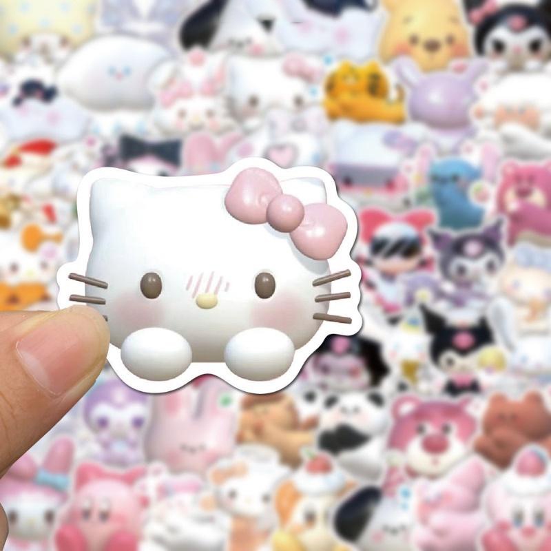 50Pcs kawaii kuromi stickers cute hello kitty sticker for laptop phone case  girls sanrio my melody anime stickers kids toys