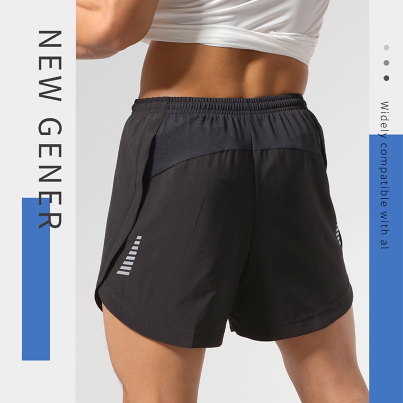 Men Quick Dry Running Shorts Sports Training Briefs Reflective Fitness Jogging Marathon Pants