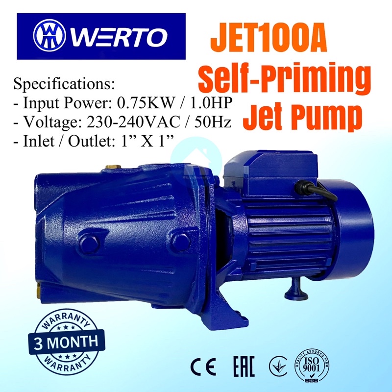 WERTO JET100A Self-Priming Jet Pump/ Centrifugal Pump/ Peripheral Pump ...