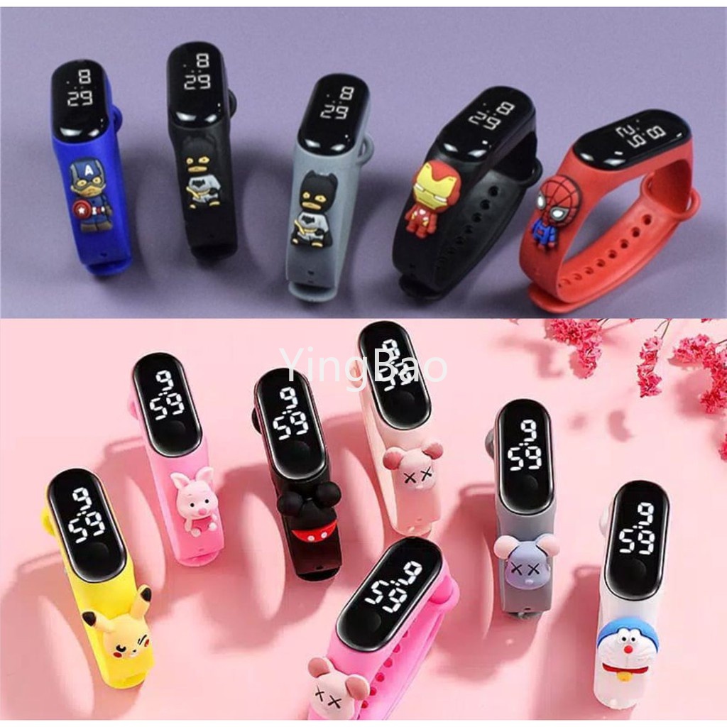 Kids Watch Boy Girl Cartoon Sports Waterproof Silicone Band LED Digital Wrist Watch Christmas Gift Birthday Party Gifts School Goodie