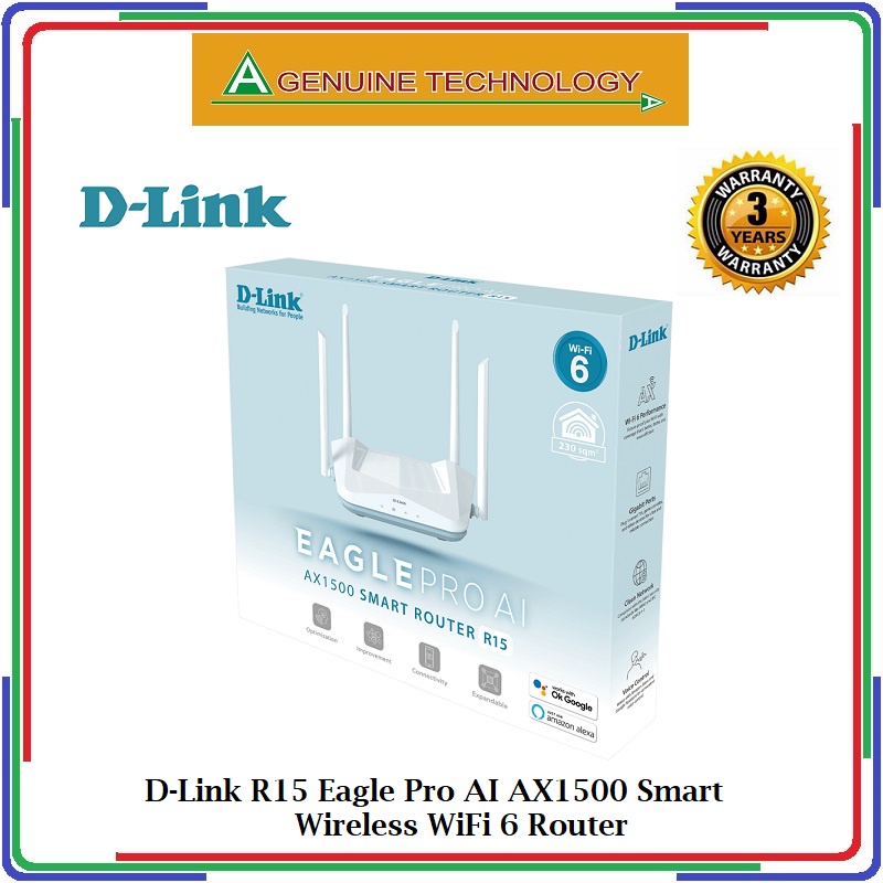 D-Link R15 Eagle Pro AI AX1500 Smart Wireless WiFi 6 Router CSA ...