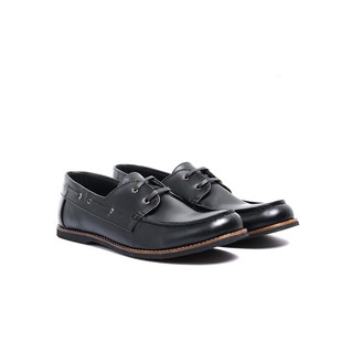 Mens black clearance leather boat shoes