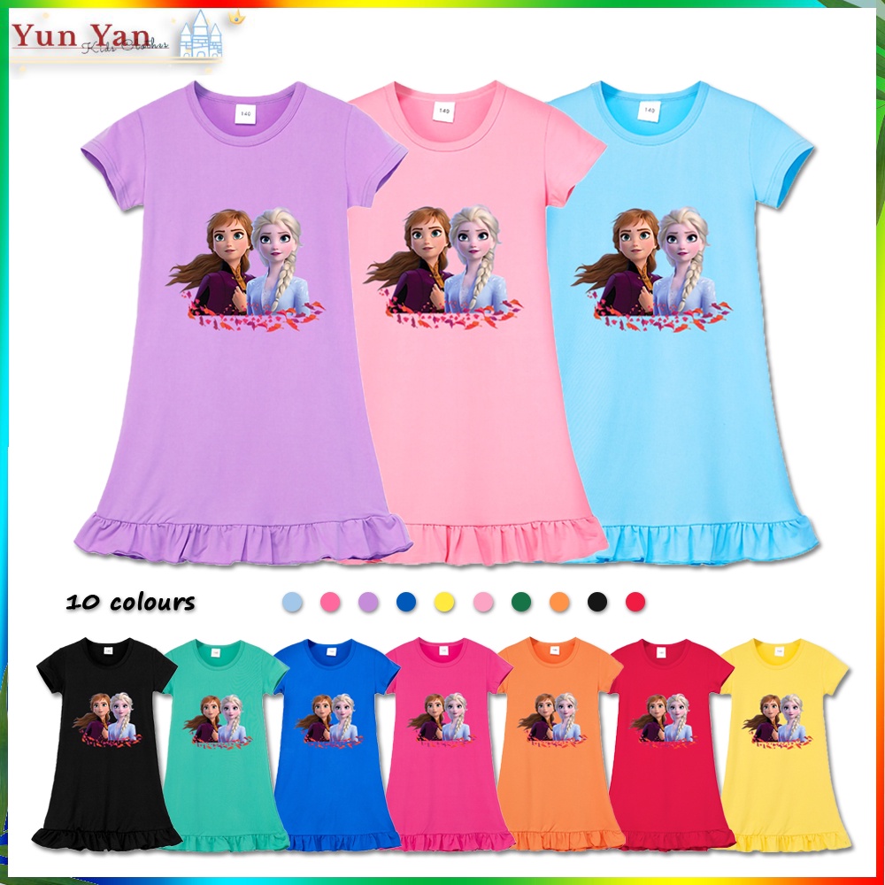 Frozen Elsa Casual Dress Sleepwear Little Girls Cartoon Printed Baby