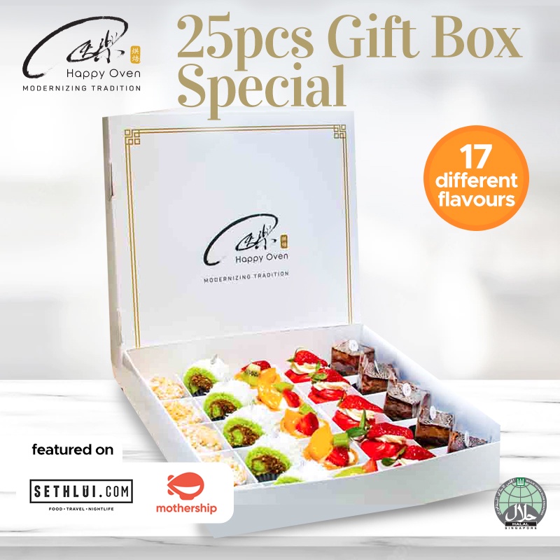 [HALAL CERTIFIED] Happy Oven 25 Pcs Premium Gift Box 25 Pcs Of Tarts