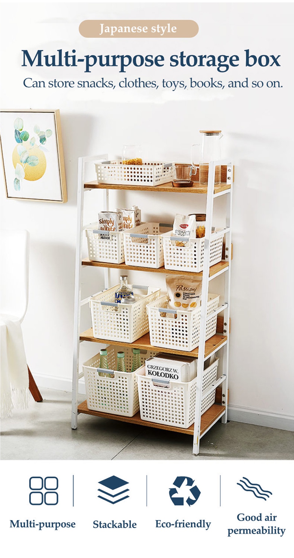[Bundle of 2]Multi-purpose Storage Box Kitchen Storage Basket Wardrobe ...