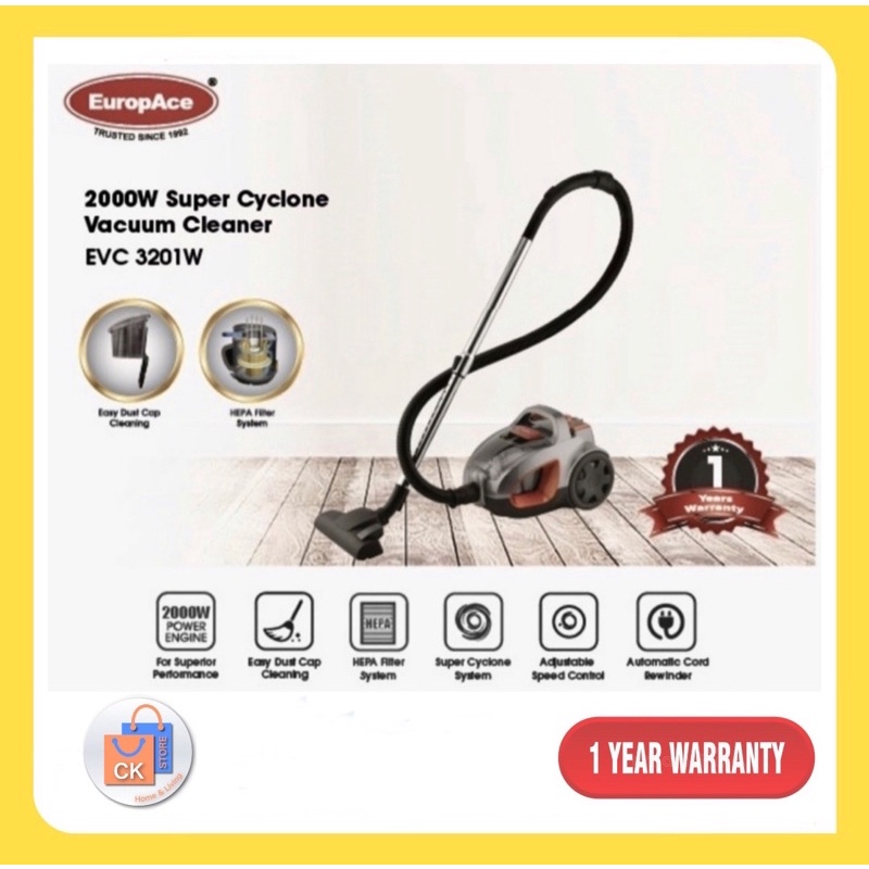 EUROPACE EVC3201W/ EVC 3201W Power Cyclone Vacuum Cleaner (1 Year