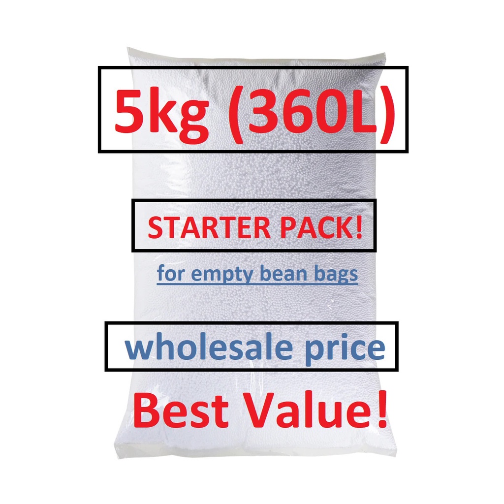 (5KG WHOLESALE PACK) Polystyrene beans for Bean Bag, Refill - 5kg ...