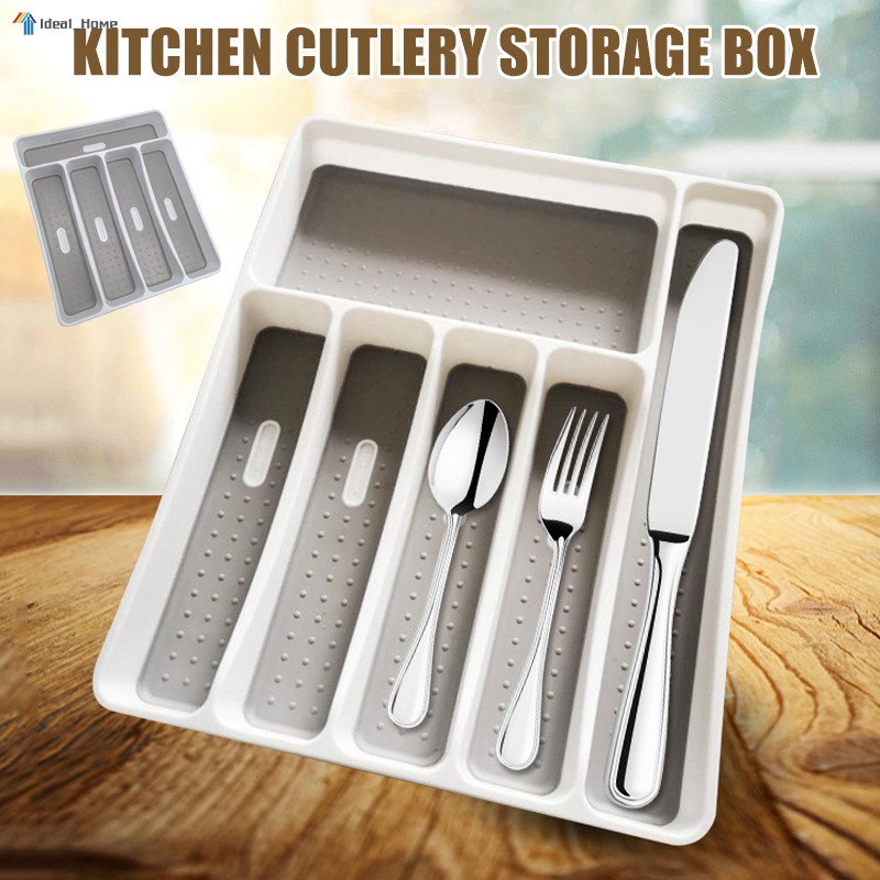 Kitchen Drawer Organizer Tray Spoon Cutlery Box Portable Storage Holder ...