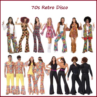 Ready Stock 70s Retro Disco Cosplay Costume Halloween Fancy Dress