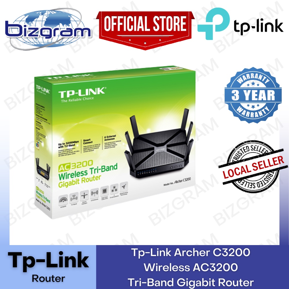 TpLink Archer C3200 Wireless AC3200 TriBand Gigabit Router (3Years