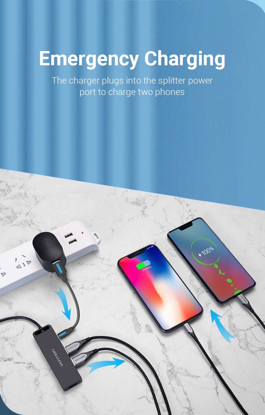 Vention USB Hub 3.0 Adapter 6 in 1 Ultra Slim Portable Data Hub Supply ...