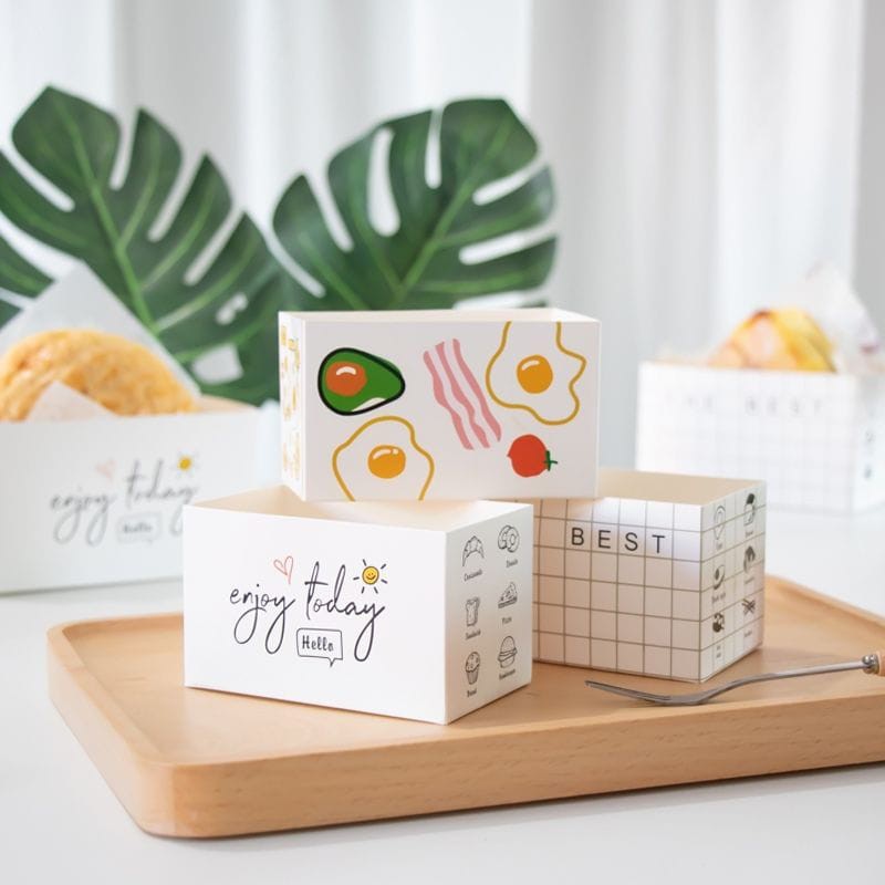 Breakfast Toast Box Sandwich Egg Drop Toast Packaging Paper Box ...