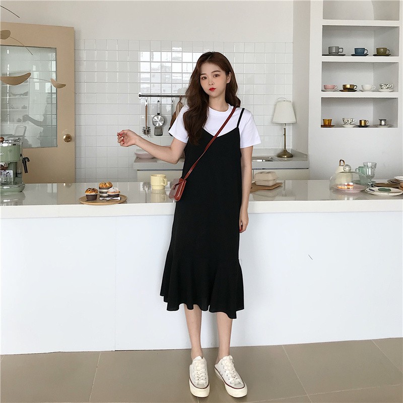 Woman Korean Fashion jumpsuit mid length skirt Shopee Singapore