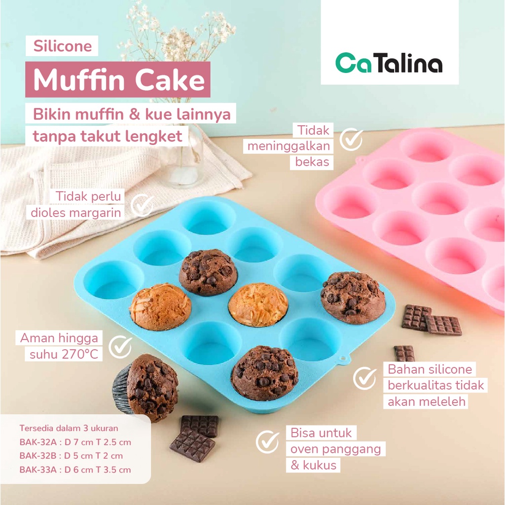 Cetakan Silikon Kue Cup Cake Muffin Pink Biru Anti Lengket Tahan Panas - Gambar 3