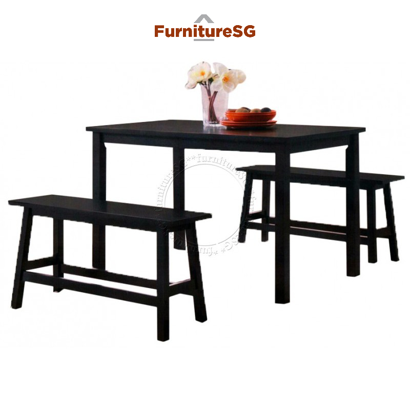 Solid Wood Dining Table and Bench Shopee Singapore
