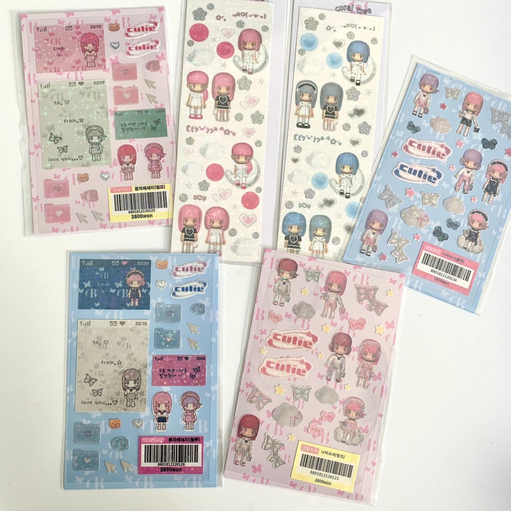 Ins Cute Modeling Little Girl Butterfly Laser Cuckoo Card Sticker Love ...