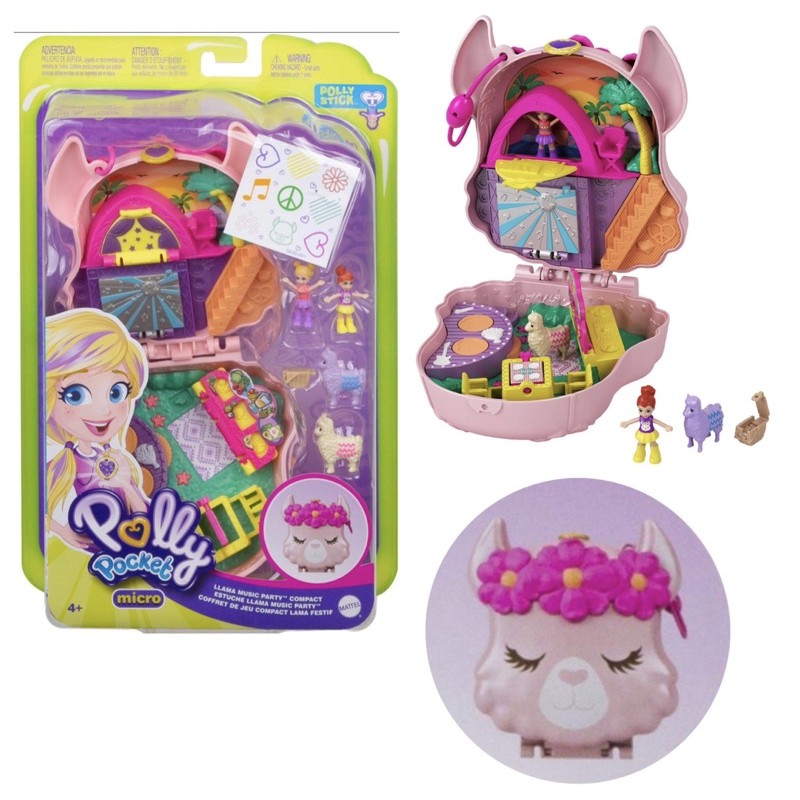 Polly Pocket Llama Music Party Compact with Stage, Spinning Dance Floor