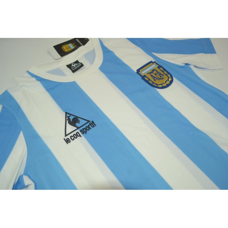 Brand New Argentina Le Coq Sportif 1986 Home Retro Football Jersey UK Imported