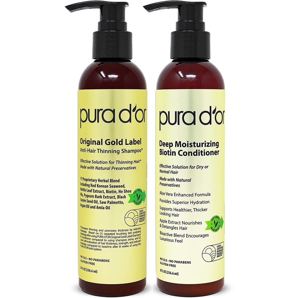 Pura Dor Biotin Original Gold Label Anti Thinning Shampoo And Conditioner Set 2 X 8oz Shopee