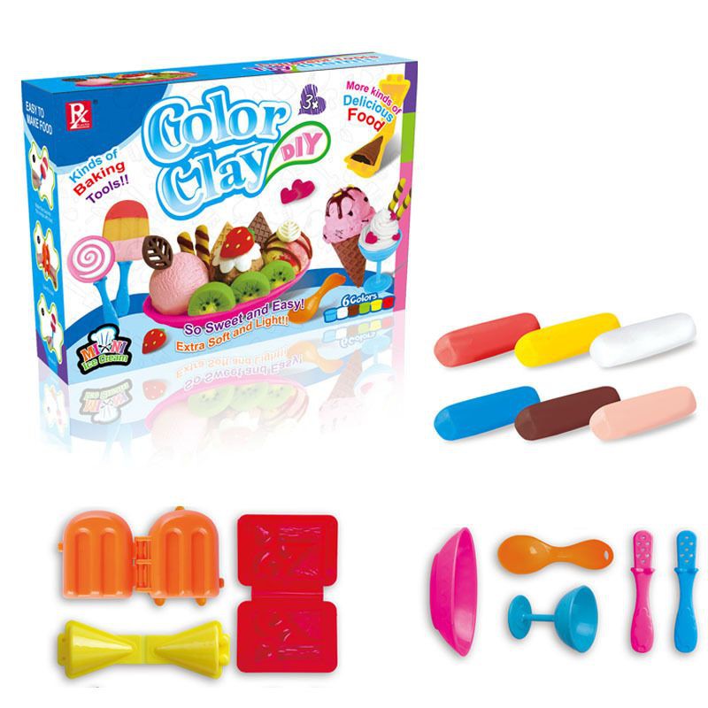 Color Clay Plasticine Play doh Playdoh Play Dough Girl Boy gift Toys Ice cream Burger Waffe Cake Mini set Mainan Budak | Shopee Singapore