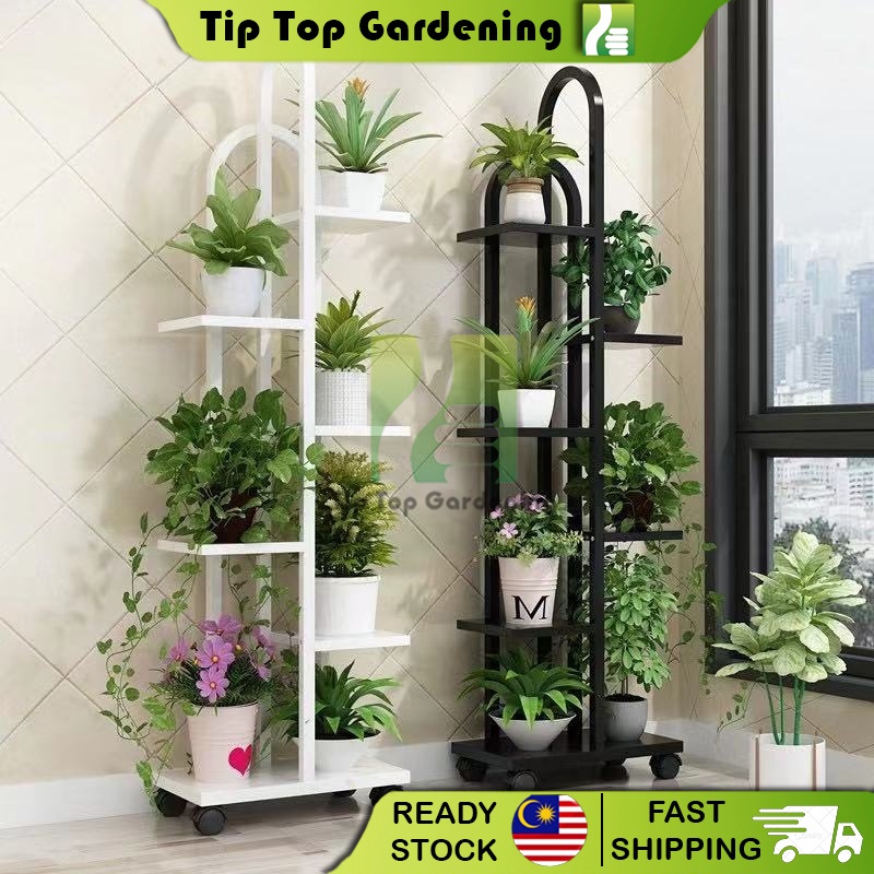 TIPTOP Multilayer Moving Flower Rack Multi Storage Iron Flowers Pot