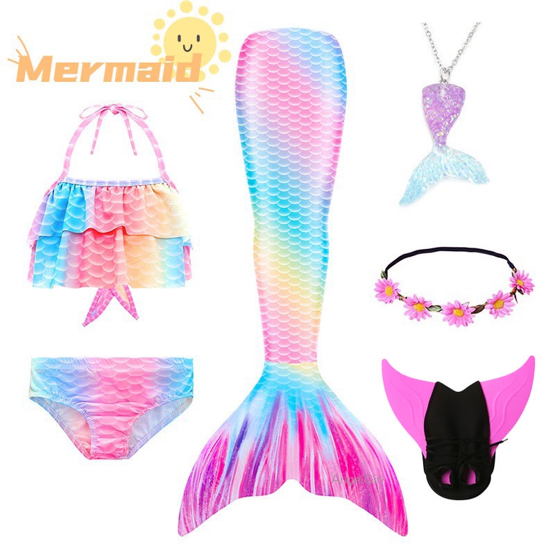 Girls Mermaid Tail Dress Cosplay Costume Children Swimsuit | Shopee ...