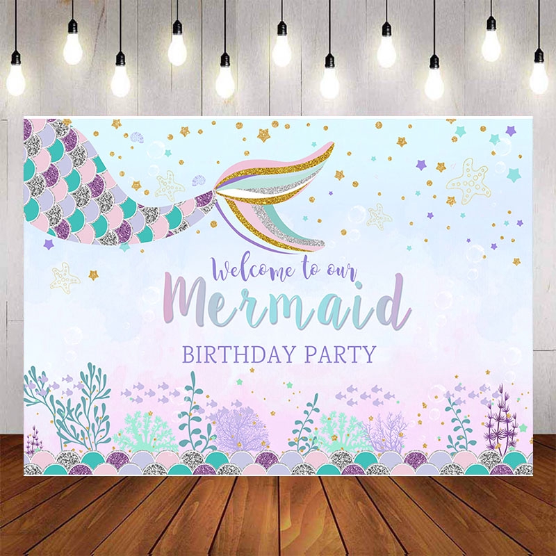 Little Mermaid Princess Backdrops Cartoon For Girls Birthday Party ...