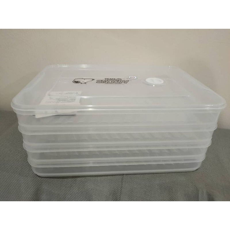 Snoopy Dumpling Box/ Refrigerator Storage Box 4 layers Transparent lids ...