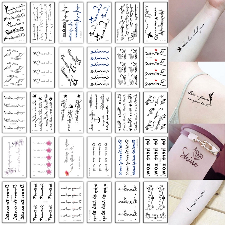 30pcs Temporary Tattoo Sticker Cute Small Fresh Sticker English Letter