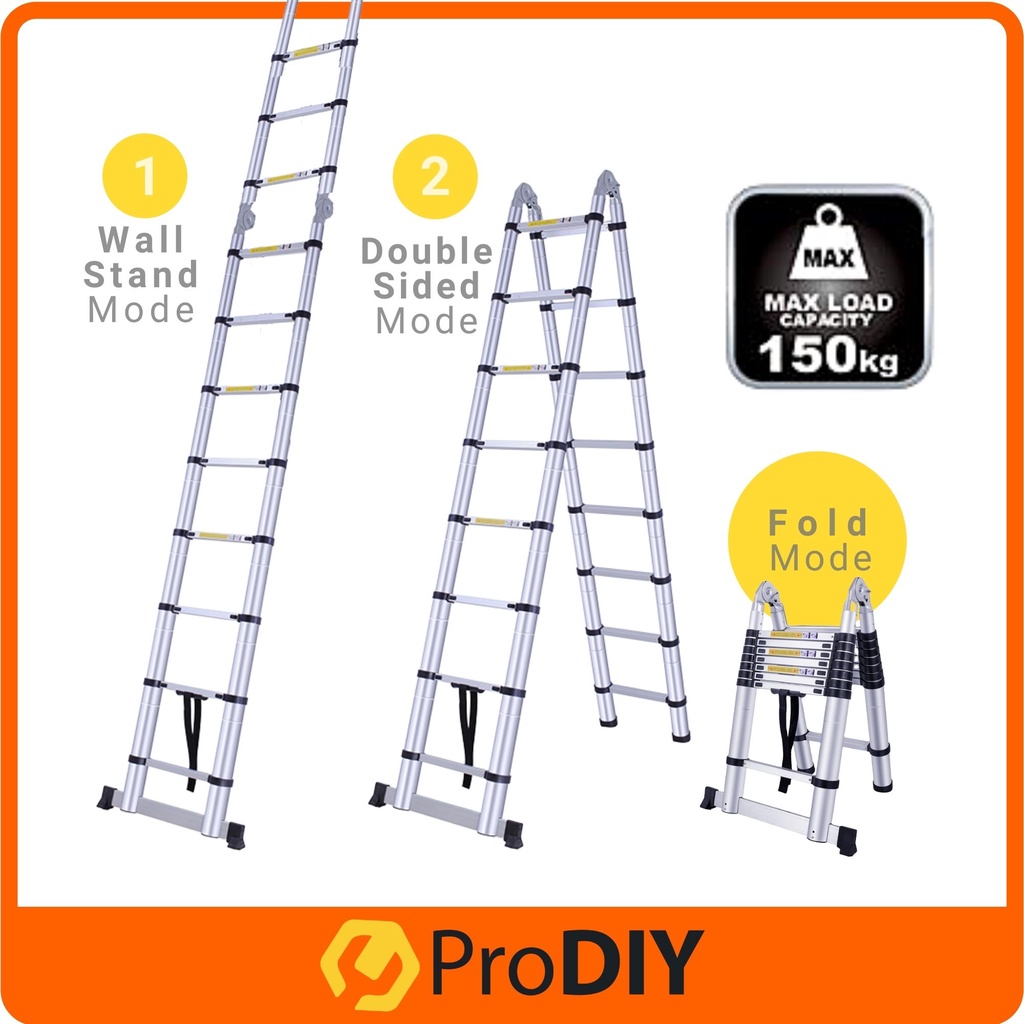 T2W LADDER Multipurpose Telescopic Extendable Aluminium Ladder Tangga ...