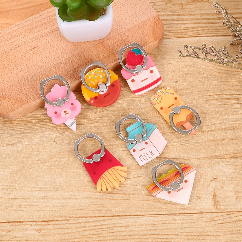 Clearance Sale! Cartoon Food Dessert Series French Fries Milk Box Mobile Phone Ring Holder Desktop Phone Bracket