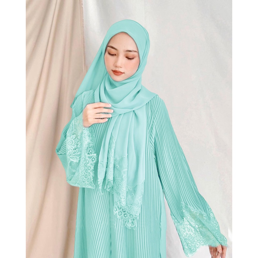 baju raya 2023 jubah muslimah Abaya Pleated dress Lace Rhinestone Premium Plain Abaya Dubai Wedding Engagement dinner Party Dress Shopee Singapore