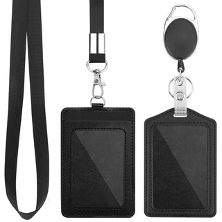  Life-Mate Badge Holder - Leather ID Badge Card Holder Wallet  Case with 3 Cards Slot and Neck Lanyard/Strap. Additional Retractable Badge  Reel with Belt Clip (Rose Gold) : Office Products