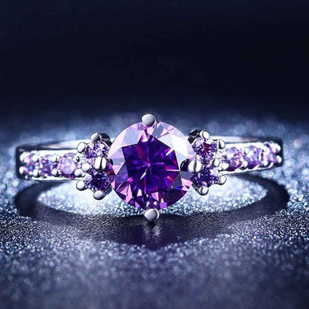 Purple and diamond engagement on sale ring