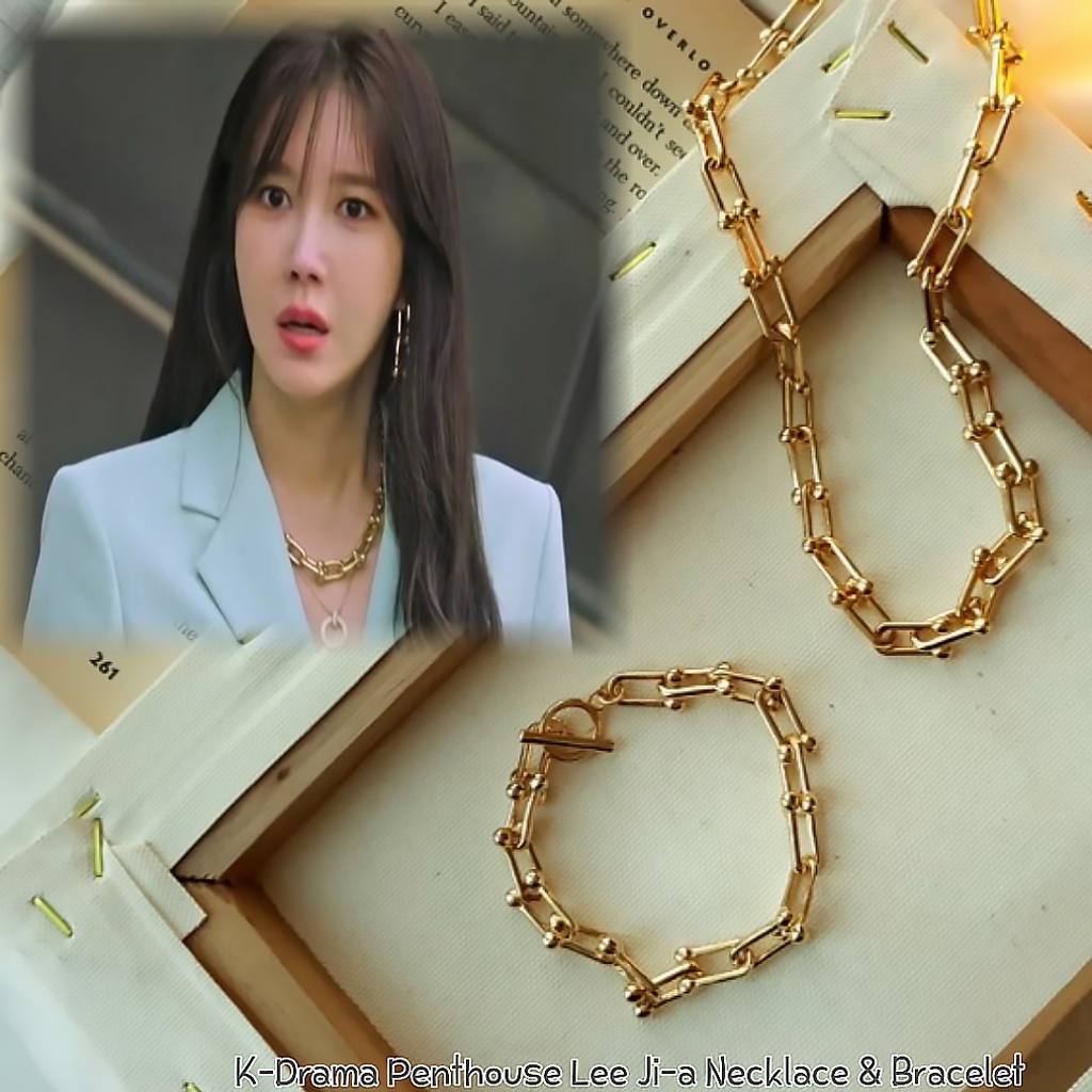 Yellow Dream/ K-Drama Penthouse Necklace & Bracelet/ 15k Real Gold Plated/ Luxury Style/ Korean Celebrity Accessories/ Jewelry/ Necklace/ Bracelet