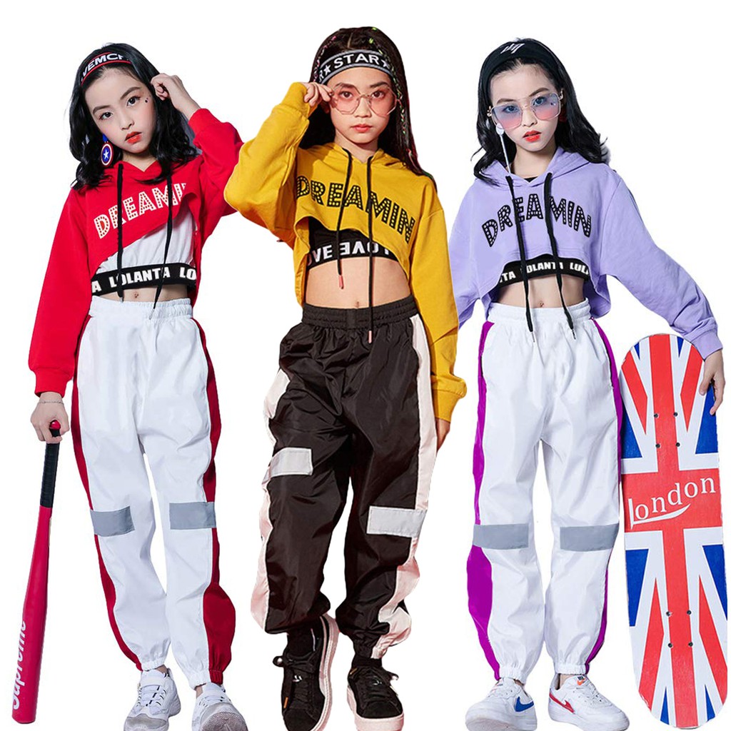 Kids Girls Hip Hop Clothing Streetwear Modern Jazz Dance Costume