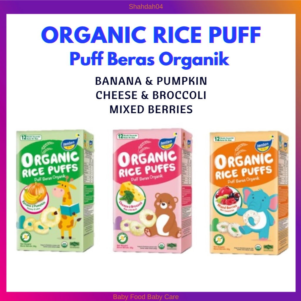 TENTEN ORGANIC RICE PUFFS 30G FOR 12M+ / BERAS PUFF ORGANIK | Shopee ...