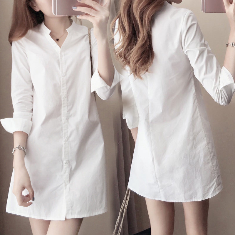 White casual 2025 shirt dress