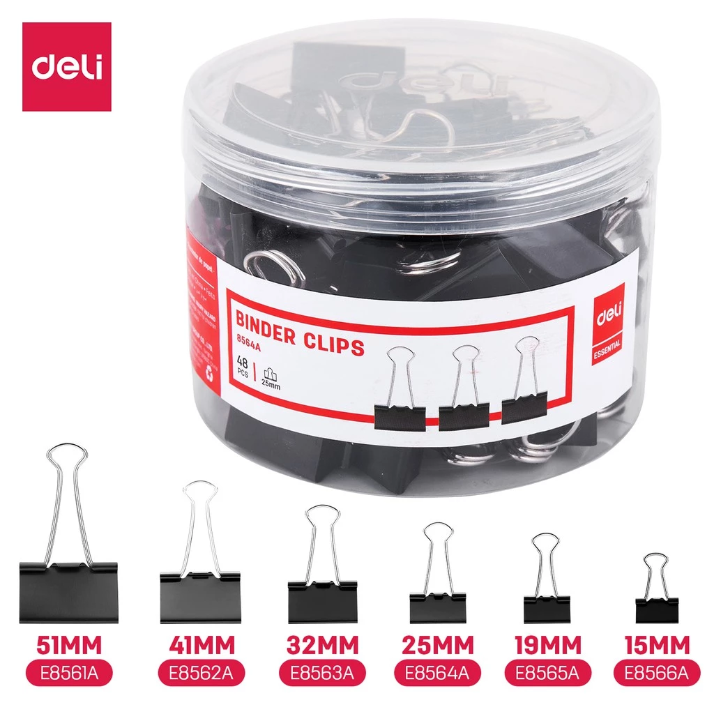Deli Seri Klip Binder Binder Clip Series Hitam Black 12 Tube 0.4mm thickness E856 - Gambar 2