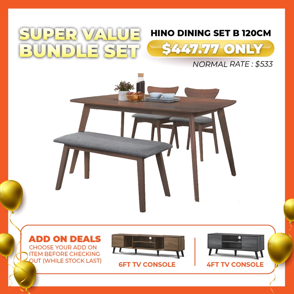 Solid Wood Dining Set + 4ft / 6ft Tv Console Super Value Set | Shopee ...