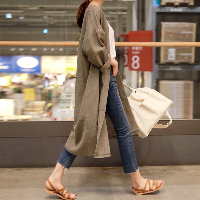 Long linen cardigan sale