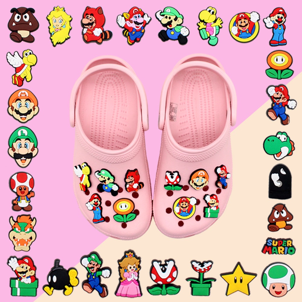 New Mario Jibz Croc cuteshoe charms Funny cartoon game DIY