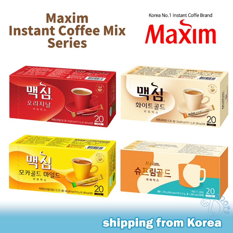 Maxim Korean Instant Coffee Mix / Original, Mocha Mild, White Gold