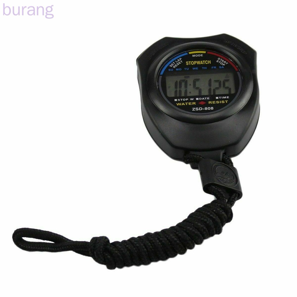 Digital Chronograph Stopwatch LCD Display Waterproof Sports Battery