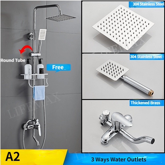 [SG]Stainless Silver Series Rain Shower Set Bathroom Home RainFall ...