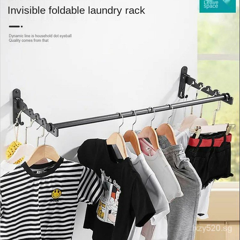 Foldable clothes drying rack balcony clothes drying rod invisible ...