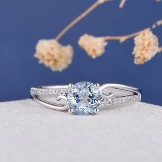 White aquamarine hot sale engagement rings