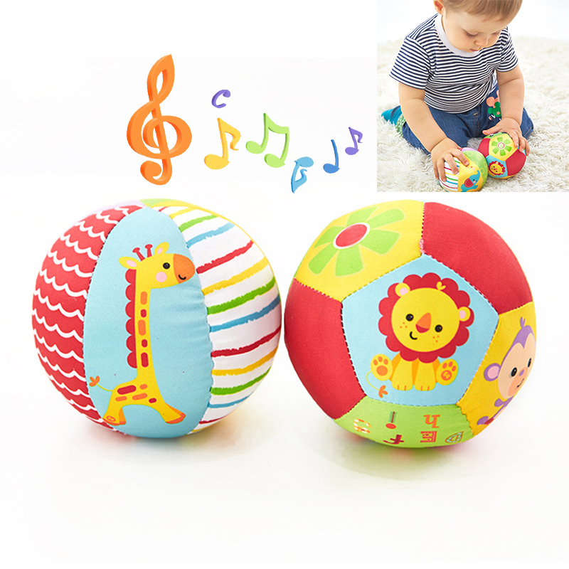 0-12 Months Animal Ball Soft Plush Baby Mobile With Sound Rattle Body  Building Ball Newborn Educational Toys