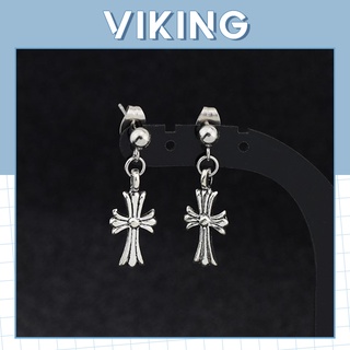 Chrome Hearts Stainless Steel Cross Letter Earrings For Men And Women