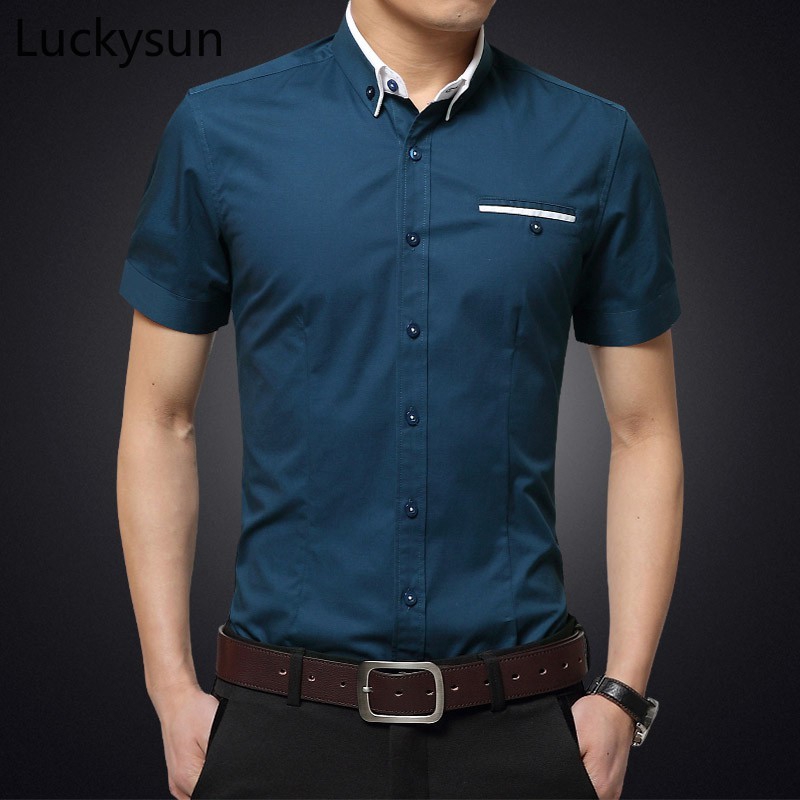 Mens blue clearance short sleeve shirt